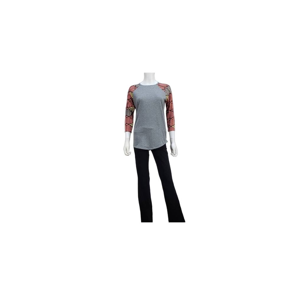 LuLaRoe Gray Women's Geometric 3/4 Sleeve, High-Lo, Scoop Neck, Size: Small